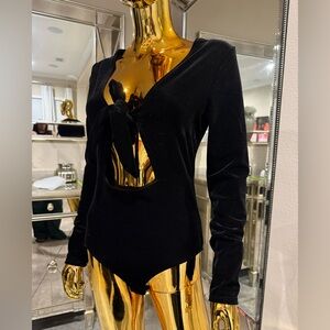 Sadie & Sage Black Tie-Front Bodysuit